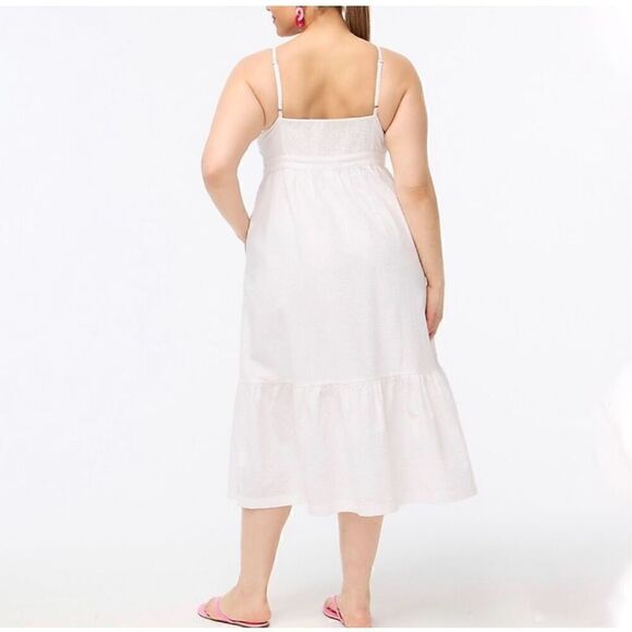 J. Crew Factory Women’s White Seersucker Tie Front Midi Dress - Picture 3 of 13